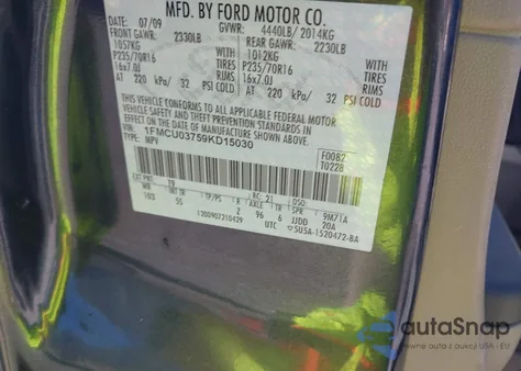 2009 Ford Escape Xlt from USA, damaged, VIN 1FMCU03759KD15030